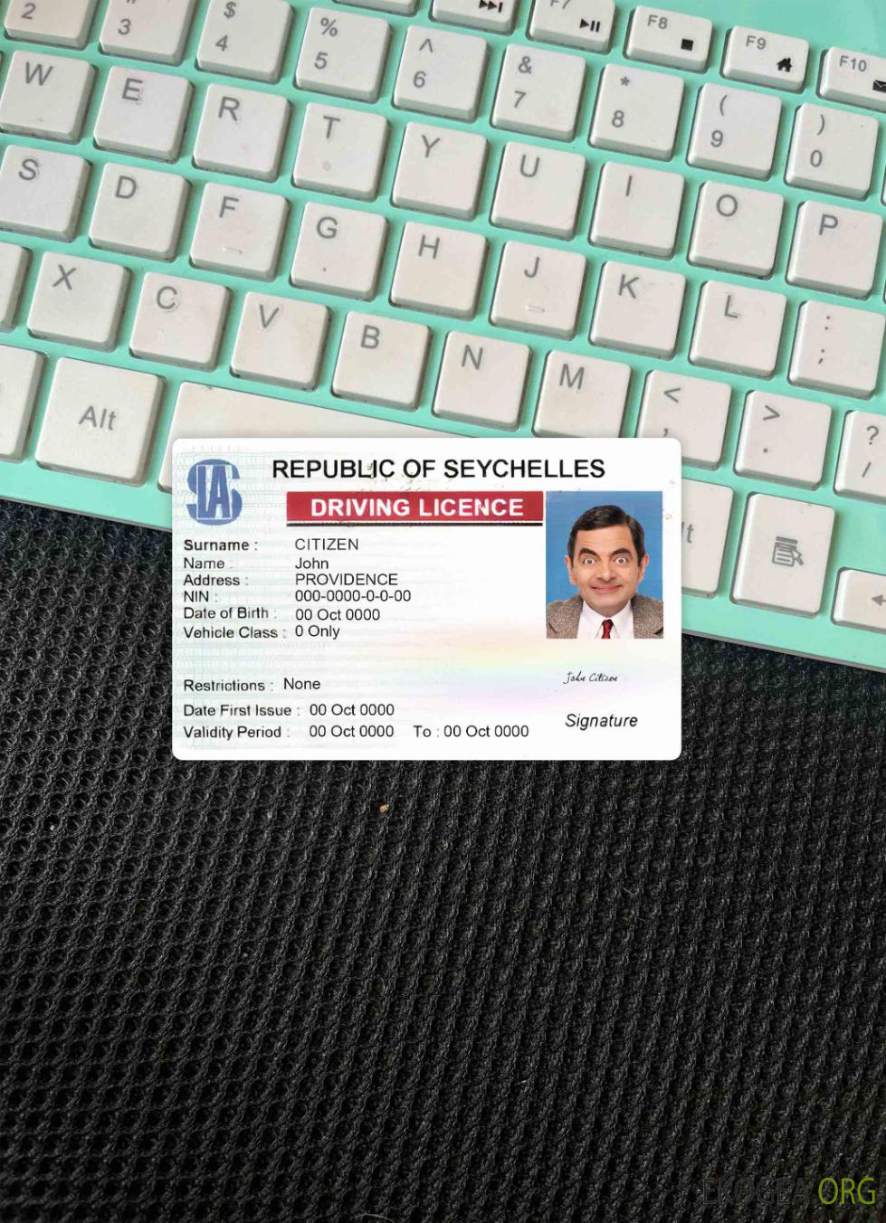 Photolook du permis de conduire des Seychelles DEVANT